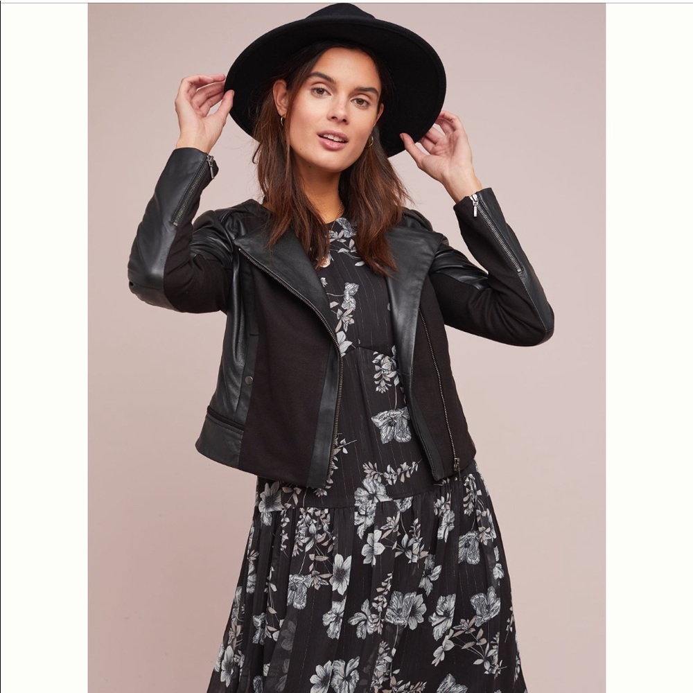 Anthropologie ettitwa Black Leather jacket XL